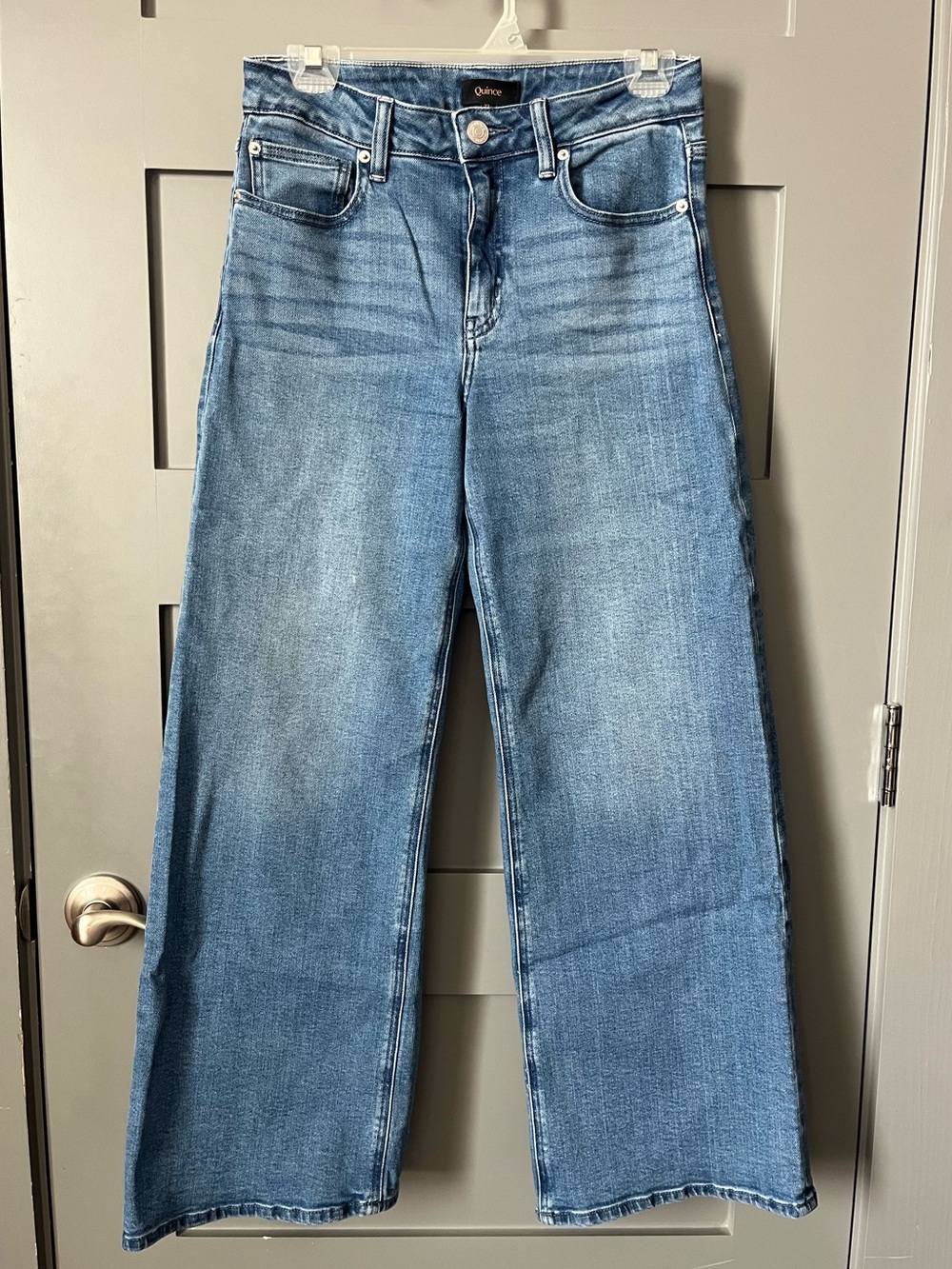 Quince Wide-Leg High-Rise Jeans in Medium Blue Wash Sz 27